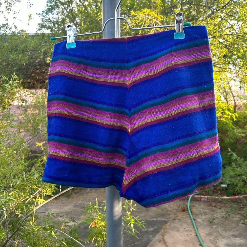 Striped Blue and Purple Woven Women's Shorts